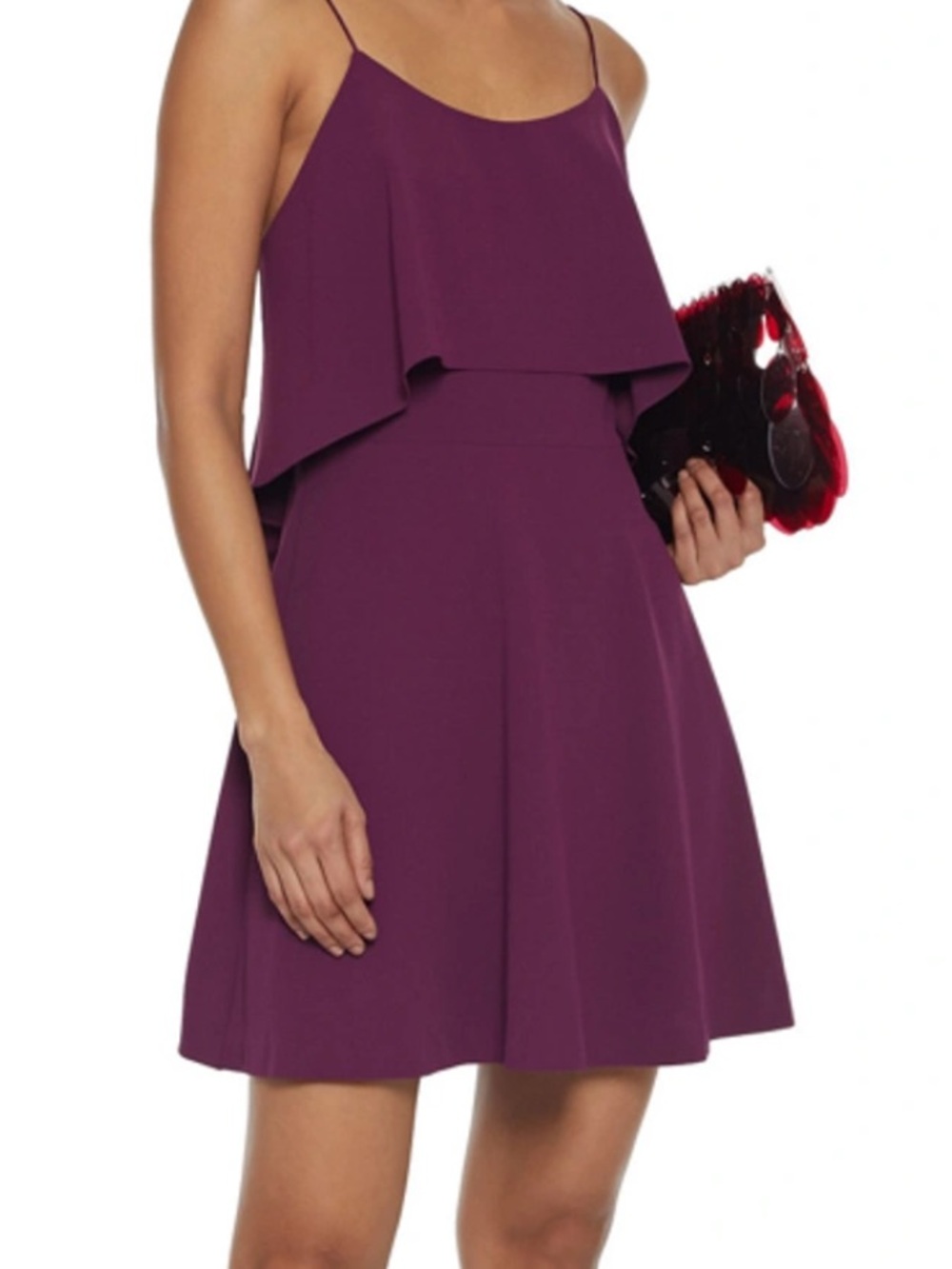 Alice + Olivia Kipp layered mini dress sz 14 boysenberry
